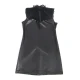 Rochie Dantelă Guler Piele - Negru, S/M