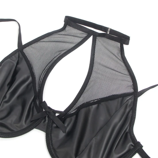 Set Sutien și Fustă - Piele, Negru, S/M