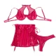 Set lenjerie SUBBLIME - Dantelă, Transparent, Roșu, L/XL