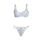 Set Sutien și Chiloți - Broderie Florală, Albastru, S/M