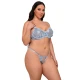 Set Sutien și Chiloți - Broderie Florală, Albastru, L/XL