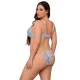 Set Sutien și Chiloți - Broderie Florală, Albastru, L/XL