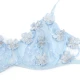 Set Sutien și Chiloți - Broderie Florală, Albastru, L/XL