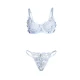 Set Sutien și Chiloți - Broderie Florală, Albastru, L/XL
