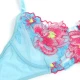 Set sutien și centură cu jartieră brodată, plasă florală, roz, L/XL