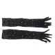 Manusi Tip Produs Model, Roz/Negru - Manusi din glitter cu aplicatii tip diamante, Negru S/M