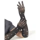 Manusi Tip Produs Model, Roz/Negru - Manusi din glitter cu aplicatii tip diamante, Negru S/M