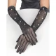 Manusi Tip Produs Model, Roz/Negru - Manusi din glitter cu aplicatii tip diamante, Negru S/M