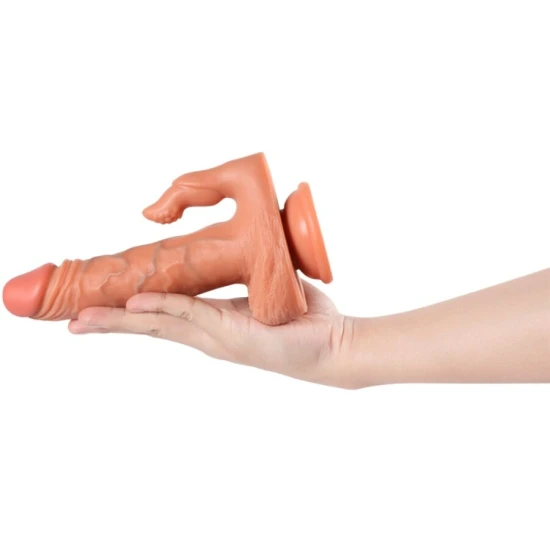 DILDO REALIST CU STIMULATOR CLITORIS ȘI VIBRAȚII, CU CONTROL LA DISTANȚĂ, 16 CM
