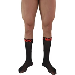 MACHO - Șosete subțiri, One Size, Negru/Roșu