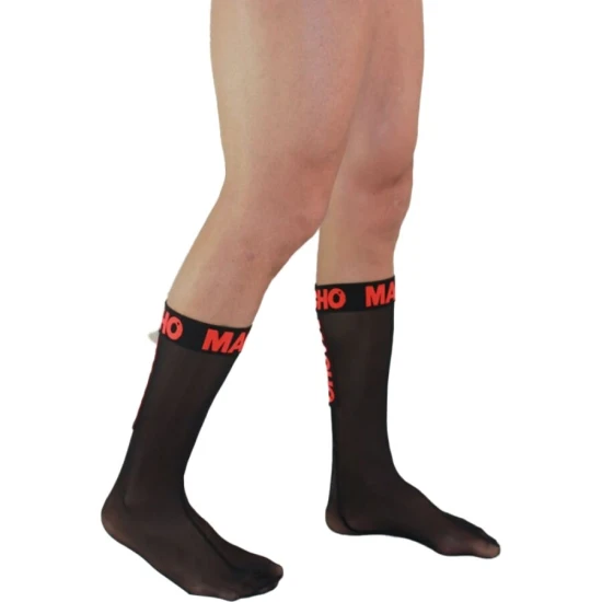 MACHO - Șosete subțiri, One Size, Negru/Roșu