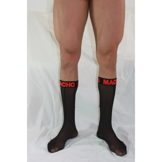 MACHO - Șosete subțiri, One Size, Negru/Roșu