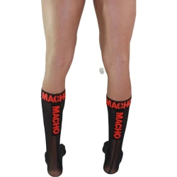 MACHO - Șosete subțiri, One Size, Negru/Roșu