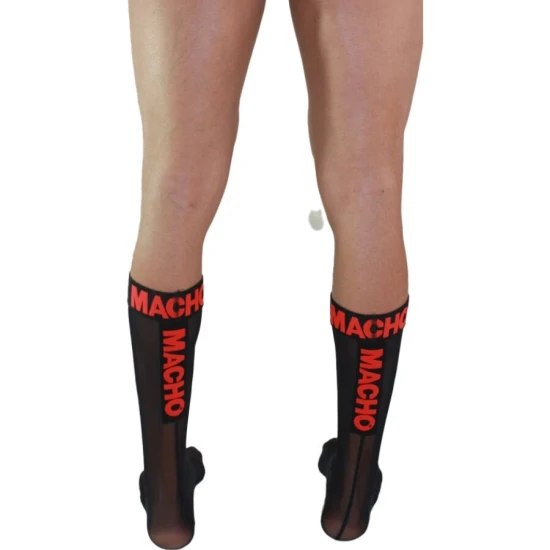 MACHO - Șosete subțiri, One Size, Negru/Roșu