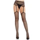 LEG AVENUE - Ciorapi cu model tip plasă și portjartier, Negru