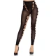 LEG AVENUE - Ciorapi tip colanți model fără cusături, opaci, cu decupaj la picioare, Negru