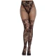 LEG AVENUE - Ciorapi tip stockings din dantelă Dahlia, cu detalii tip plasă , Negru