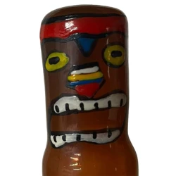 Set de prezervative decorative pictate manual, Tiki Totem - Hawaian, Roz/Negru