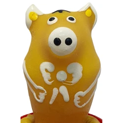 Set de prezervative novelty pictate manual, Porc șezând, Galben