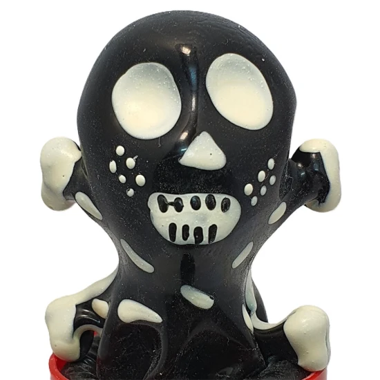 Set de prezervative decorative pictate manual, model craniu, negru