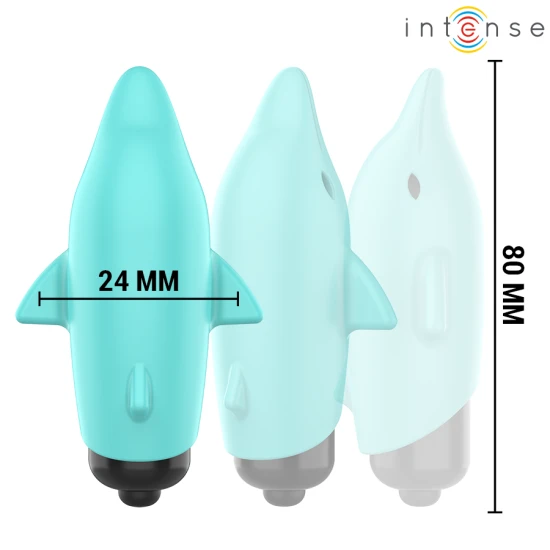 INTENSE - DILDO VIBRATOR TIP GLONȚ, Dolphin Blue, 8 x 4.7 cm