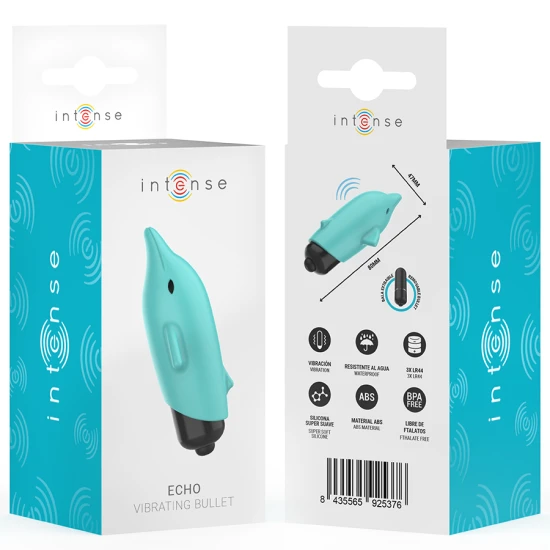 INTENSE - DILDO VIBRATOR TIP GLONȚ, Dolphin Blue, 8 x 4.7 cm