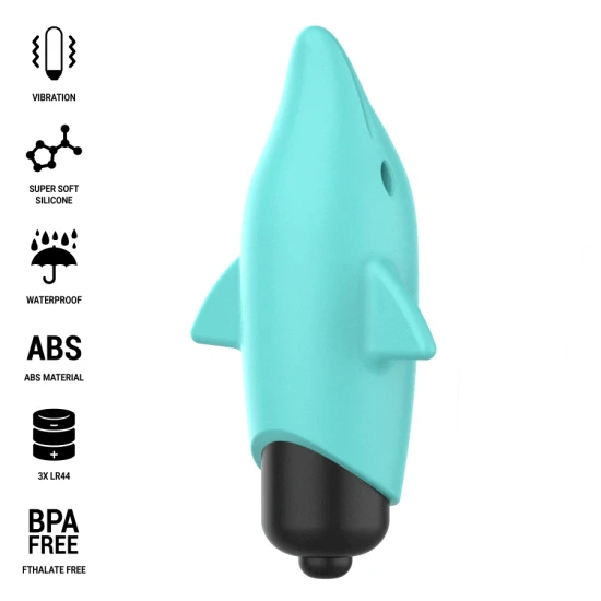 INTENSE - DILDO VIBRATOR TIP GLONȚ, Dolphin Blue, 8 x 4.7 cm