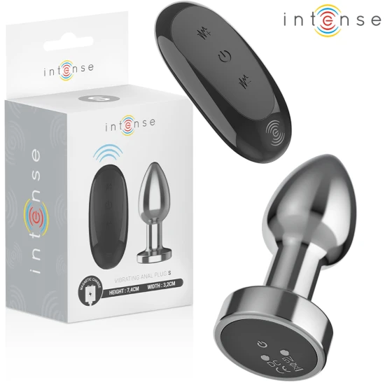 INTENSE - Plug Anal, Metal, cu telecomandă, 10 moduri de vibrații, S
