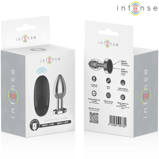 INTENSE - Plug Anal, Metal, cu telecomandă, 10 moduri de vibrații, S