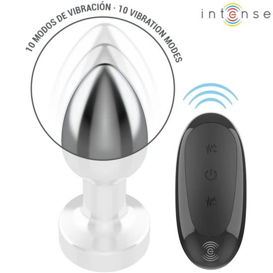 INTENSE - Plug Anal, Metal, cu telecomandă, 10 moduri de vibrații, S