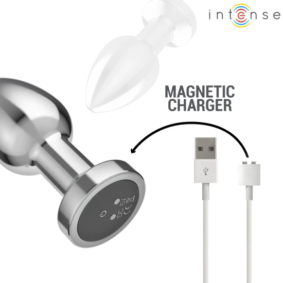 INTENSE - Plug anal metal, cu telecomandă, 10 moduri de vibrații, M