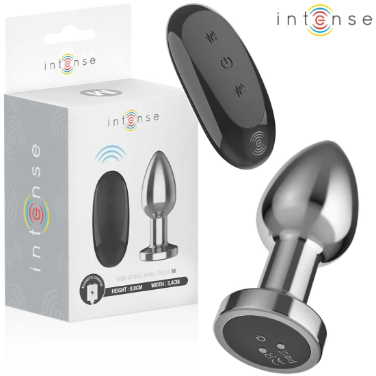 INTENSE - Plug anal metal, cu telecomandă, 10 moduri de vibrații, M