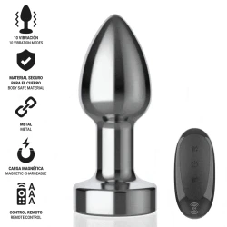 INTENSE - Plug Anal, Metal, cu telecomandă, 10 moduri de vibrații, S