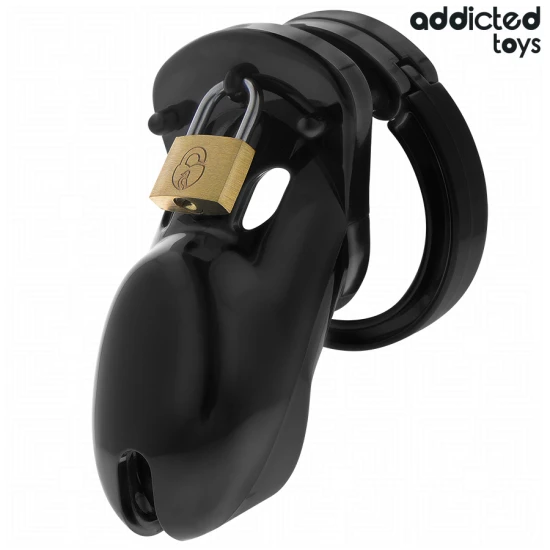 Colivie pentru penis tip chastity, Negru, 10 cm