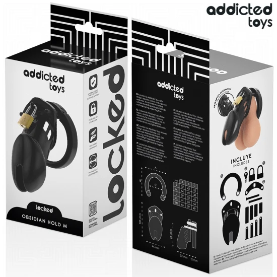OBSESSED TOYS - Cușcă pentru penis cu închidere, Obsidian, M