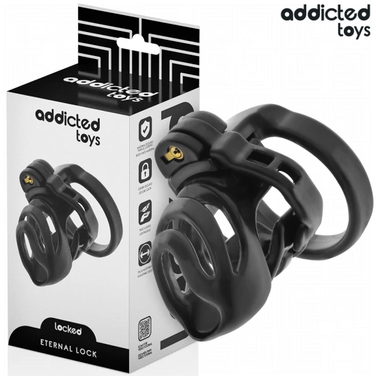 Adicted Toys - Colivie pentru penis tip încuietoare, 9 cm, Negru