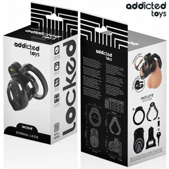 Adicted Toys - Colivie pentru penis tip încuietoare, 9 cm, Negru