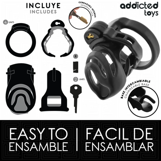 Adicted Toys - Colivie pentru penis tip încuietoare, 9 cm, Negru