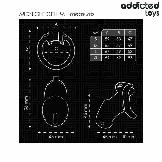 Colivie de castitate, Model Midnight Cell, Negru, M
