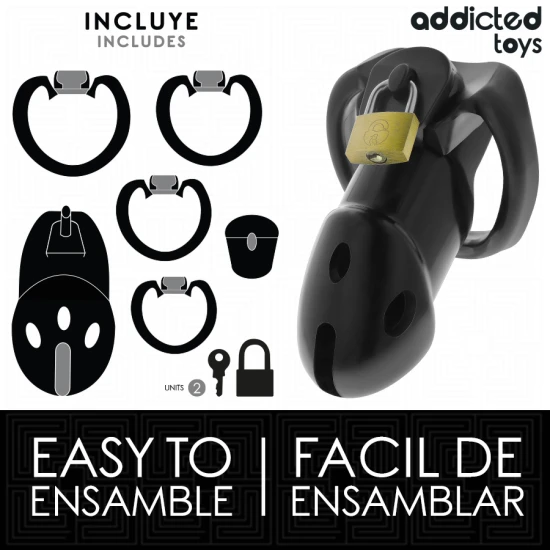 Cușcă de castitate, Negru - 9,8 cm
