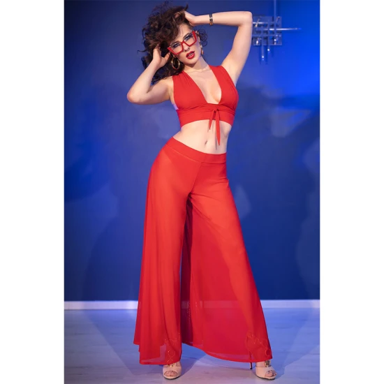 Set Top și Pantaloni - Roșu, Mărime L