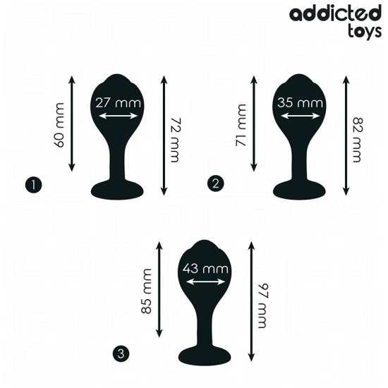 Set de 3 dopuri anale din silicon cu bijuterie, Roz