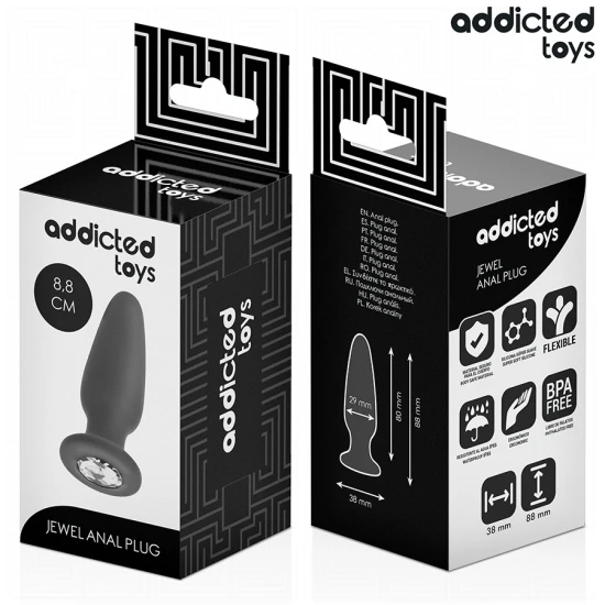 Plug anal, model cu bijuterie, silicon, S, 8,8 cm