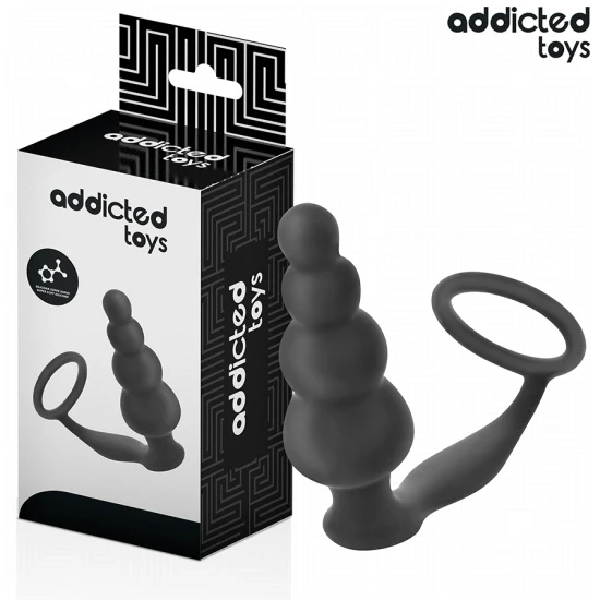 Plug anal cu inel, Model 5, Negru