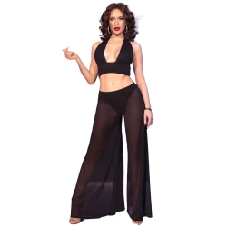 Set Top și Pantaloni - Decupat, Negru, Mărime L