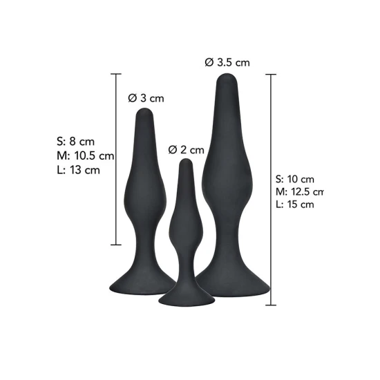 ANAL PLUG - Set 3 piese, Negru