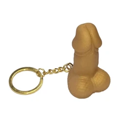 Breloc fluier penis antistres din cauciuc, auriu
