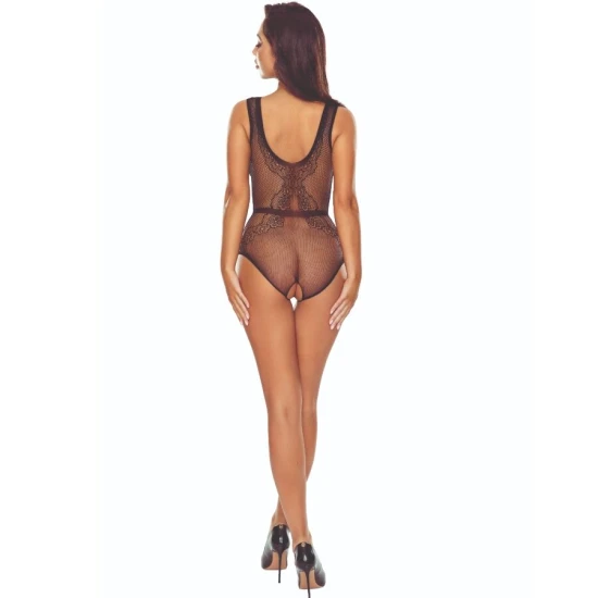 PASSION - Model Tip Bodystocking, Negru cu model tip grilaj