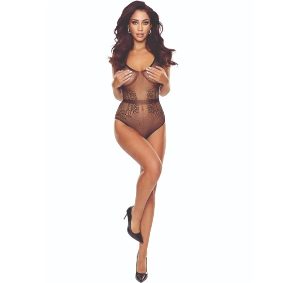 PASSION - Model Tip Bodystocking, Negru cu model tip grilaj