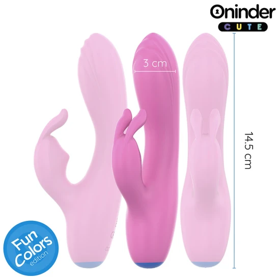 Vibrator tip iepure, G-Spot/Stimulator clitoris, Roz deschis + Bază albastru închis